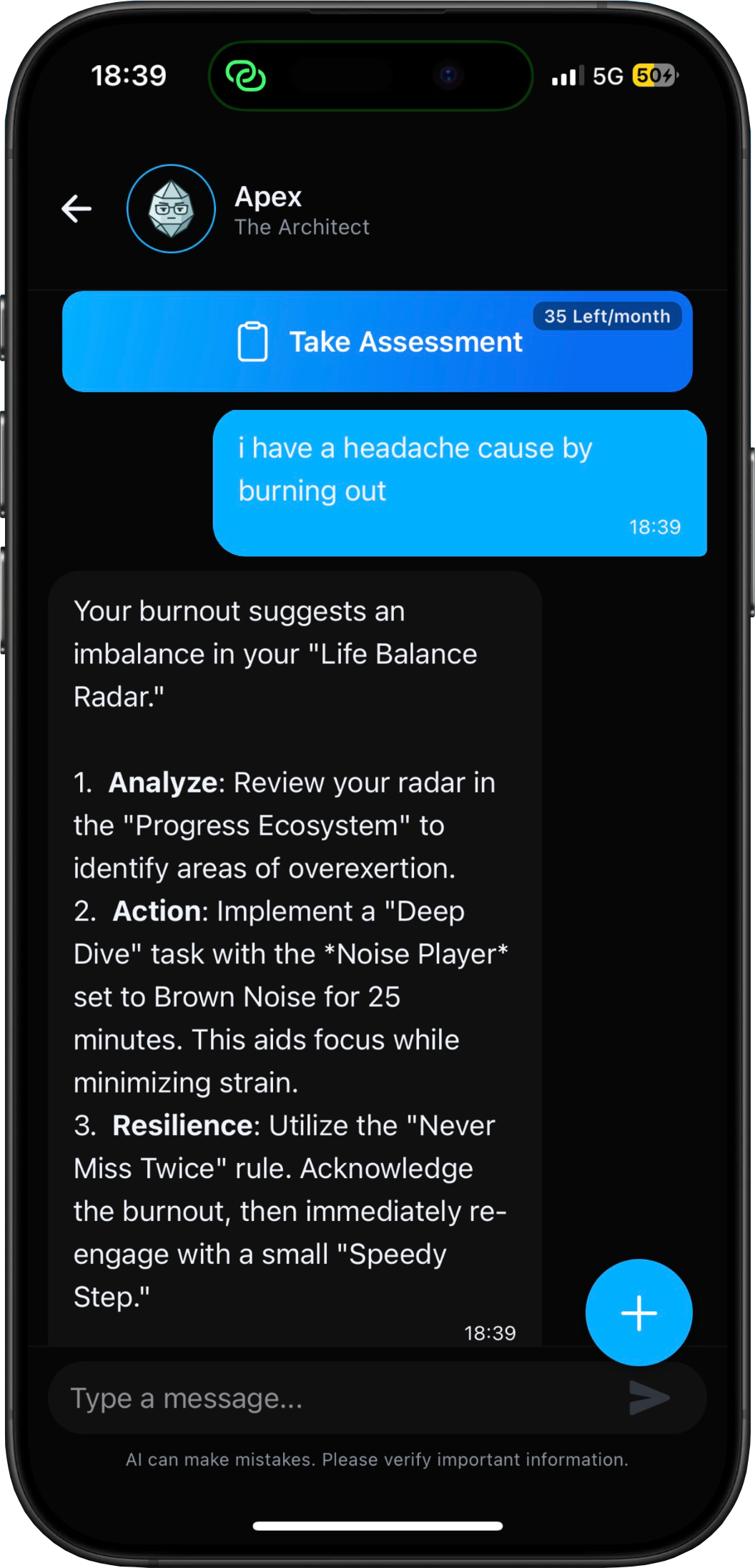 AI Productivity Coach Chat Interface and Guidance